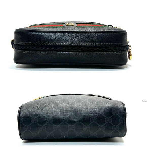 Gucci GG Vintage Ophidia Sherry Line Crossbody Bag Leather Black Purse - Picture 6 of 13